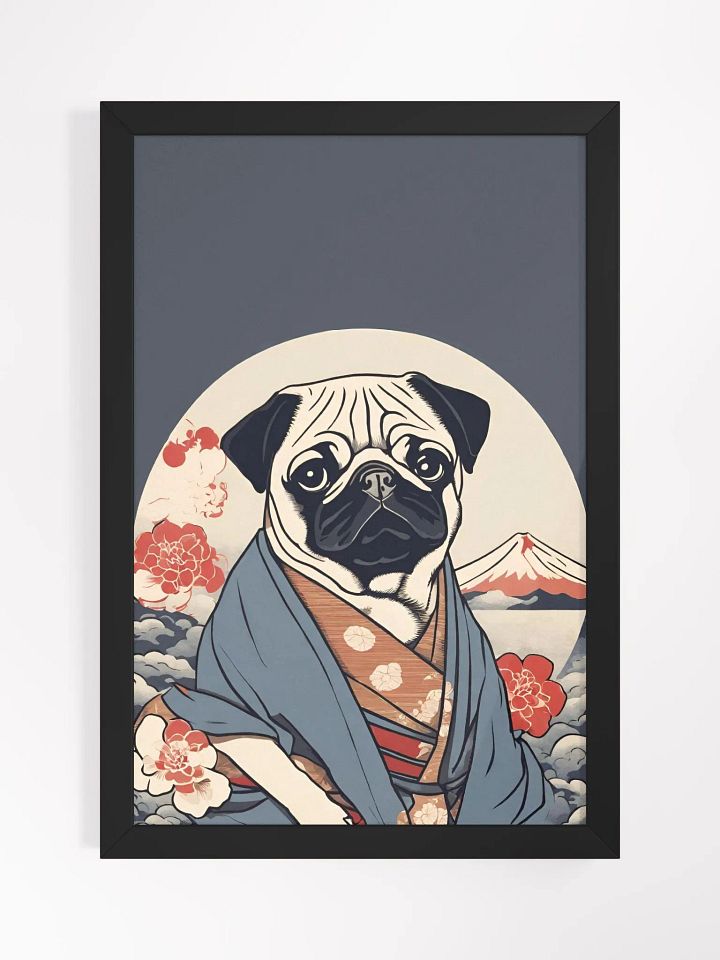 Pug Ukiyo-e style Framed High-Quality Poster product image (1)