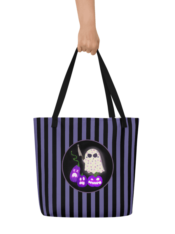 Little Ghost Spider Pet - Striped Tote Bag product image (1)