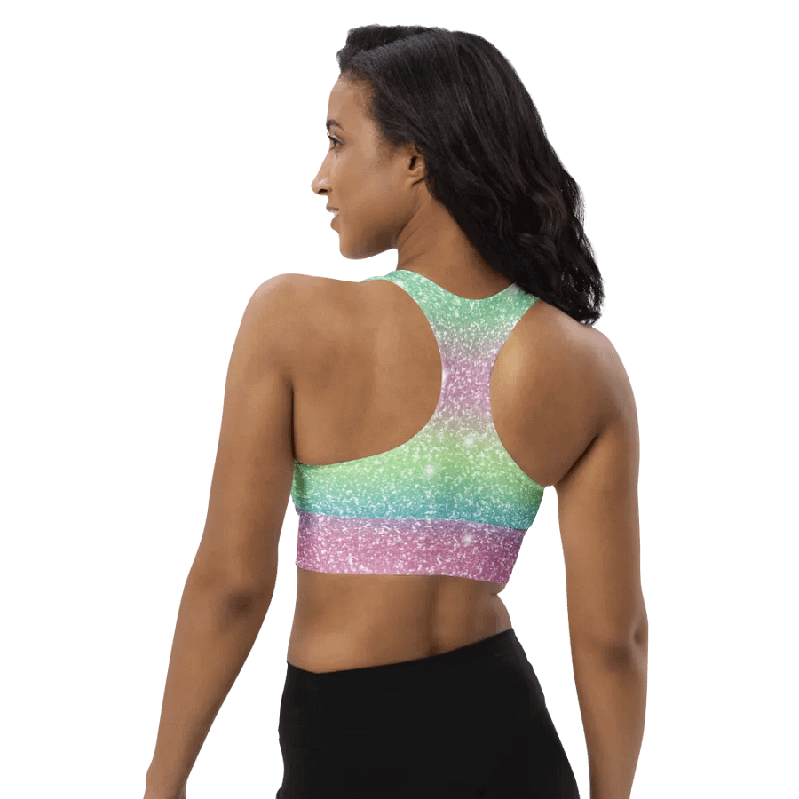 Glitter Unicorn Texture Design Longline Sports Bra - 8 product image (6)