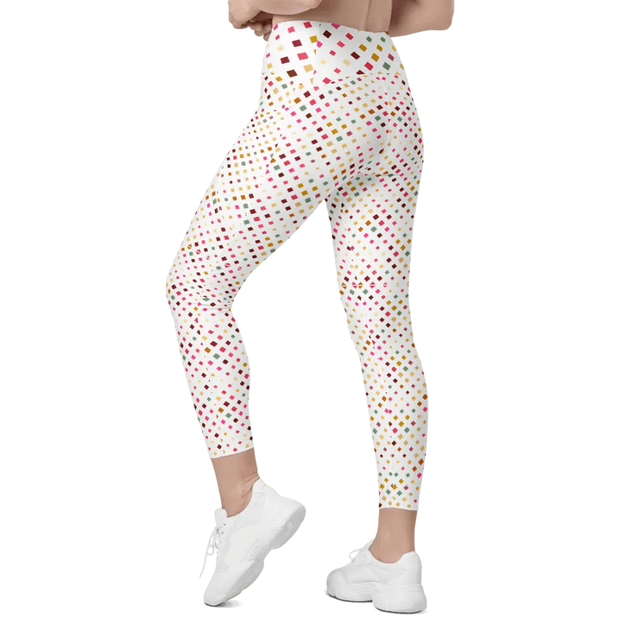 Colorful Square Pattern Design Leggings with Pocket - v6 product image (9)