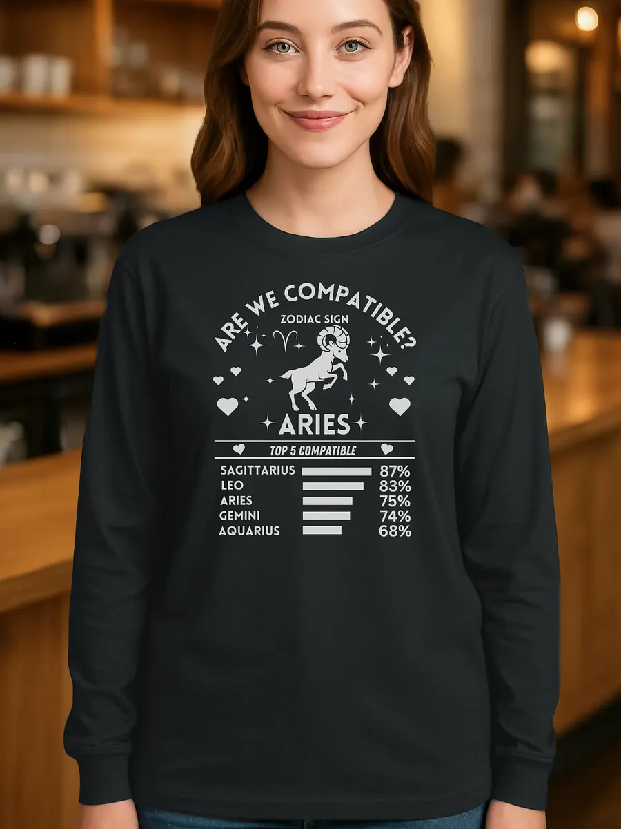 Aries Zodiac Sign Romantic Compatibility - Gildan Ultra Cotton Unisex Long Sleeve T-Shirt - Dark Colors product image (1)