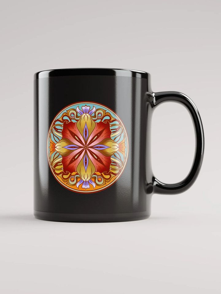 Crimson Floral Mandala - Black Mug product image (1)