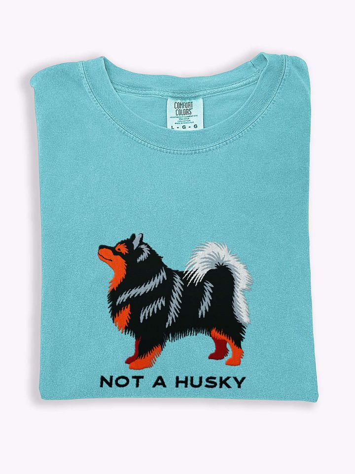 Not a Husky T-Shirt(Embroidered) of a Finnish Lapphund(Black & Tan) product image (1)