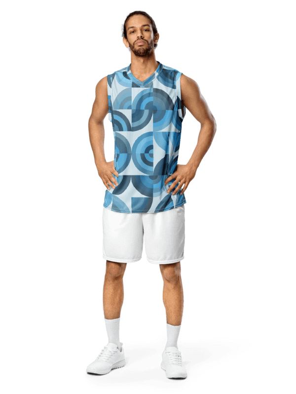 Symmetric Blue Geometry Basketball Jersey product image (2)