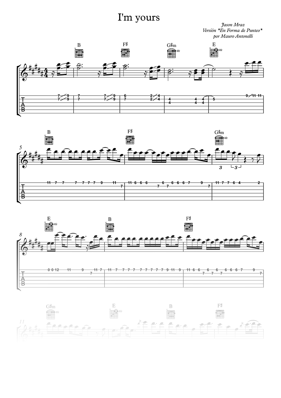 I'm yours - Partitura + Tabs + Acordes + Pista product image (1)