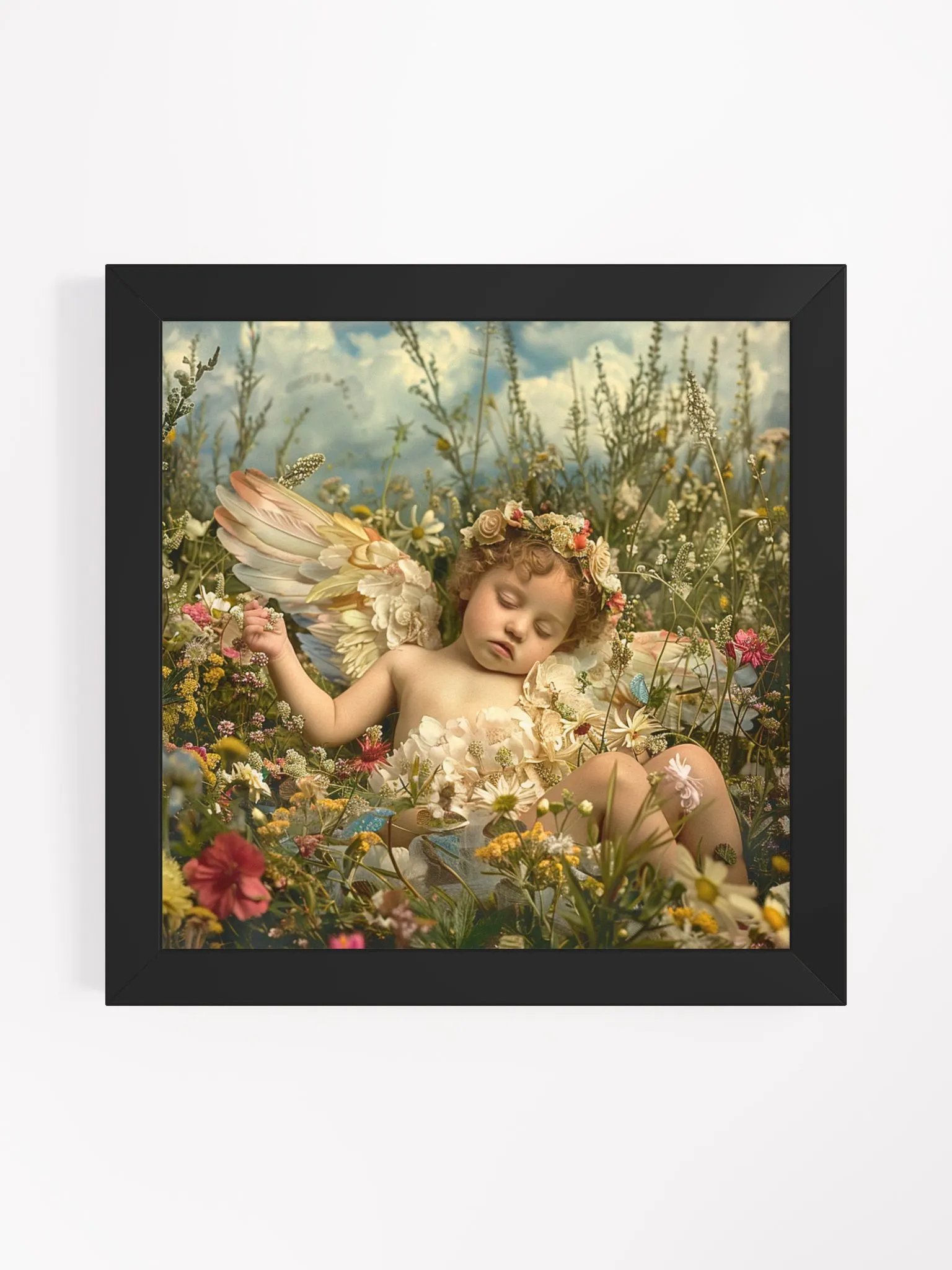 Cherub Child In A Field of Flowers Wall Art product image (1)