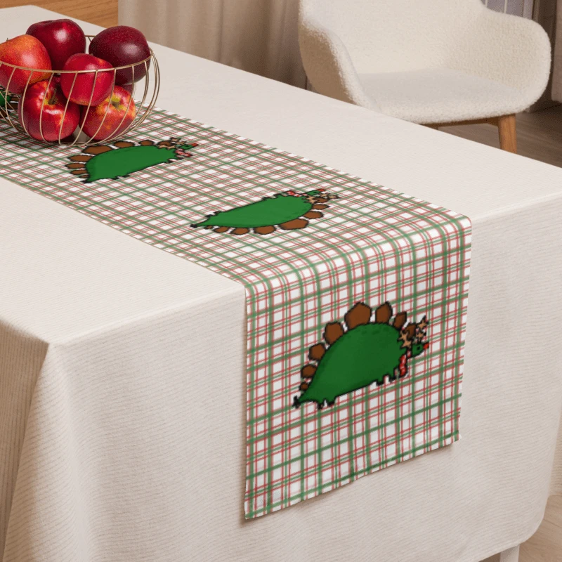 Rudolph The Stegosaurus Holiday Plaid Table Runner product image (2)