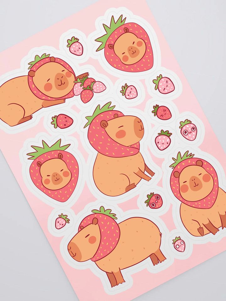 Delightful Capybara & Strawberry Sticker Sheet product image (2)