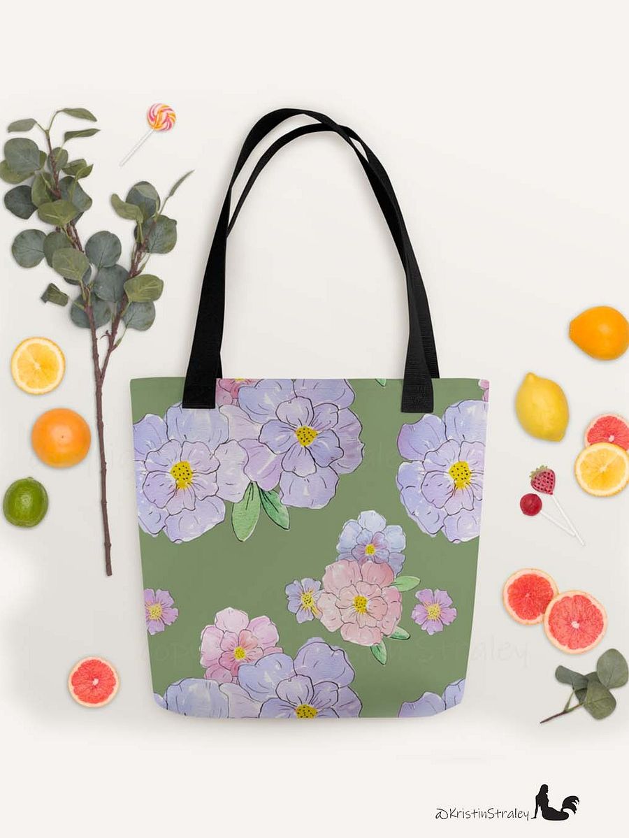 Gingham Blossoms - Large Lavender Flowers on Green product image (5)