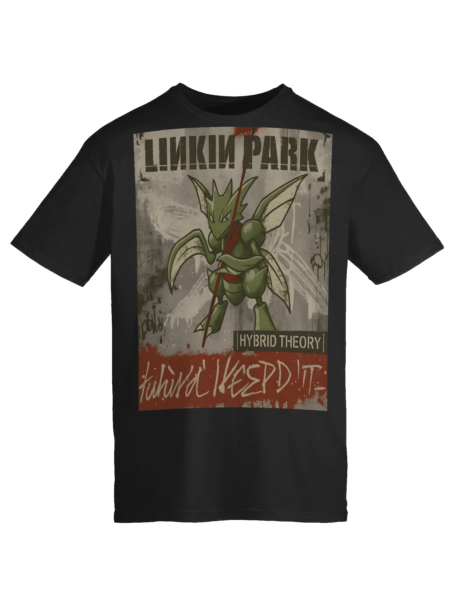 Linkin Park Hybrid Theory Parody Album Cover with Scyther – Pokémon Mashup Art T-shirt product image (9)