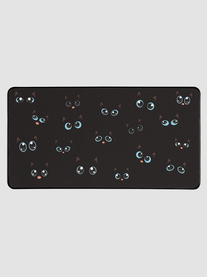 Cute Black Cat Faces (Blue Eyes) Desk Mat 15.5" x 31.5" product image (1)