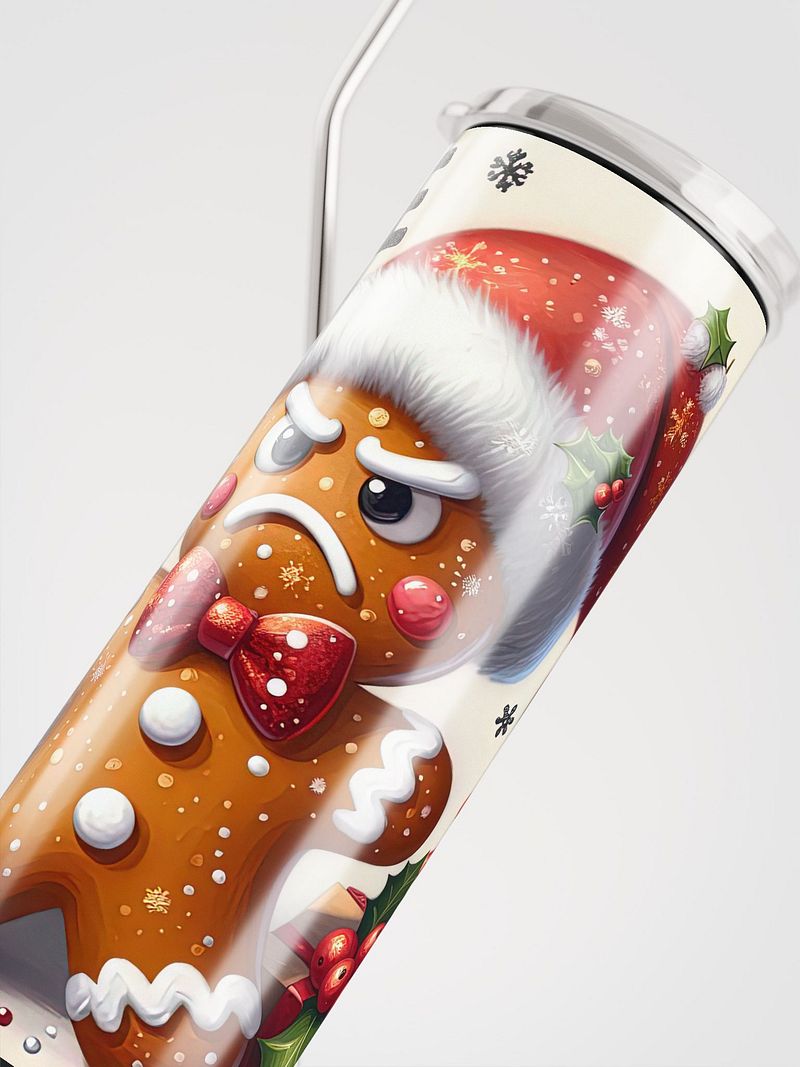 Funny Gingerbread Man Tumbler – "Bite Me" Angry Gingerbread Holiday Travel Tumbler