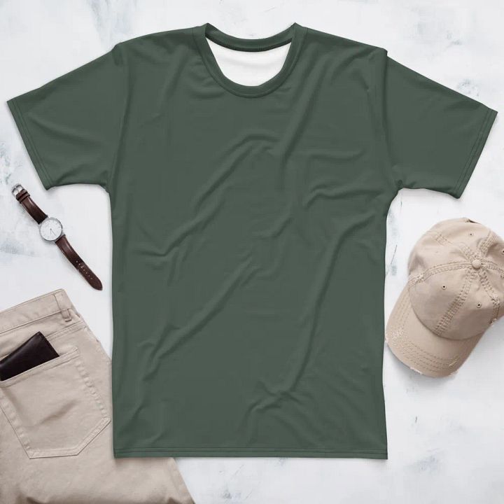 Plain Dark Sage Green Soft Summer Men's Crewneck Polyester Heavyweight Premium T-Shirt by Treasure Pie product image (1)