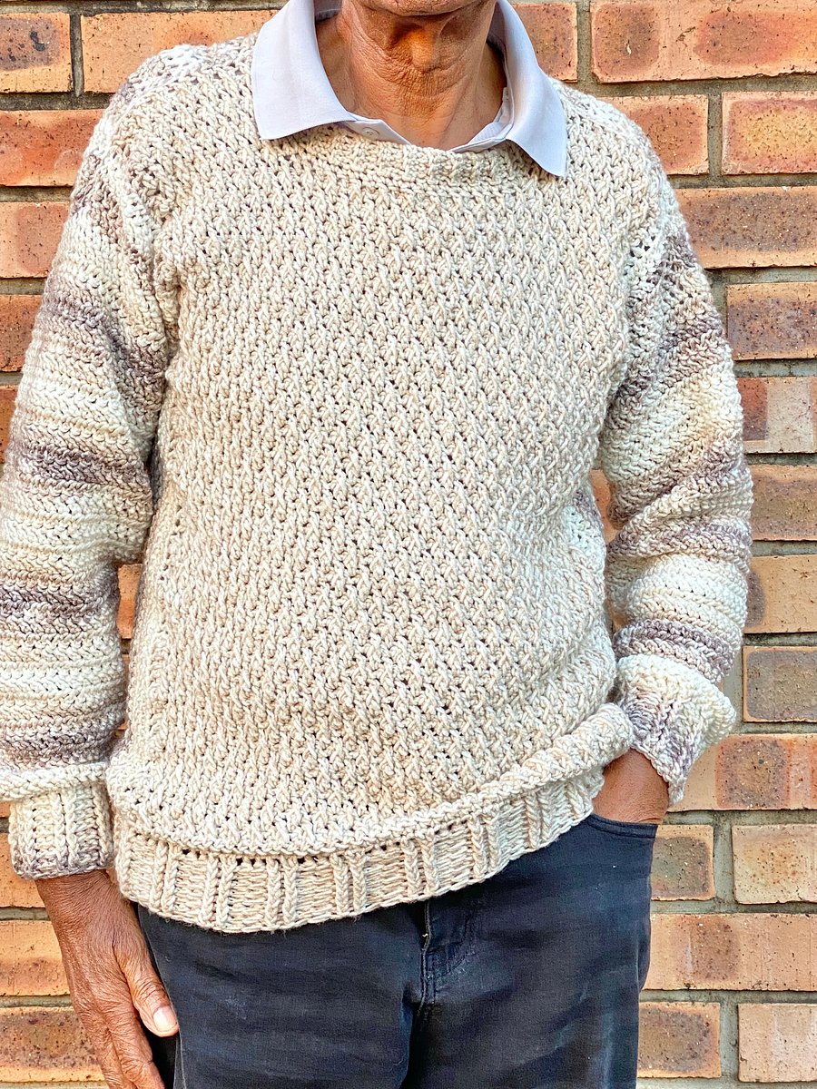 Crochet men’s sweater Written Pattern product image (1)