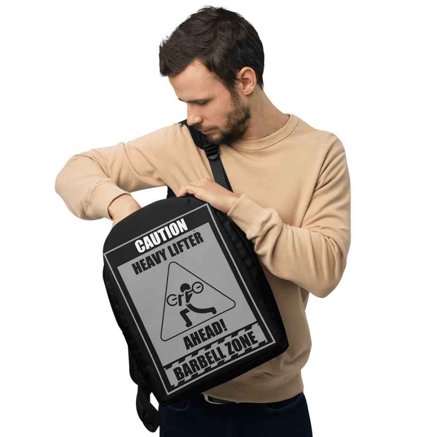 Caution Heavy Lifter Ahead Barbell Zone Backpack product image (10)