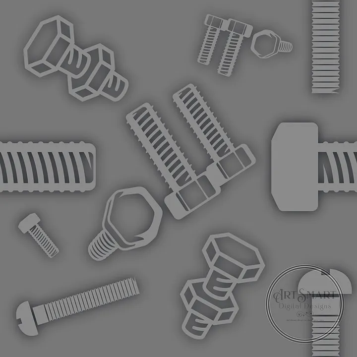 Seamless Pattern - Nuts and Bolts in Shades of Gray product image (1)
