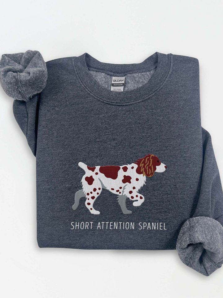 Short Attention Spaniel Sweatshirt (Embroidered) of a Brittany Spaniel(Liver) product image (1)