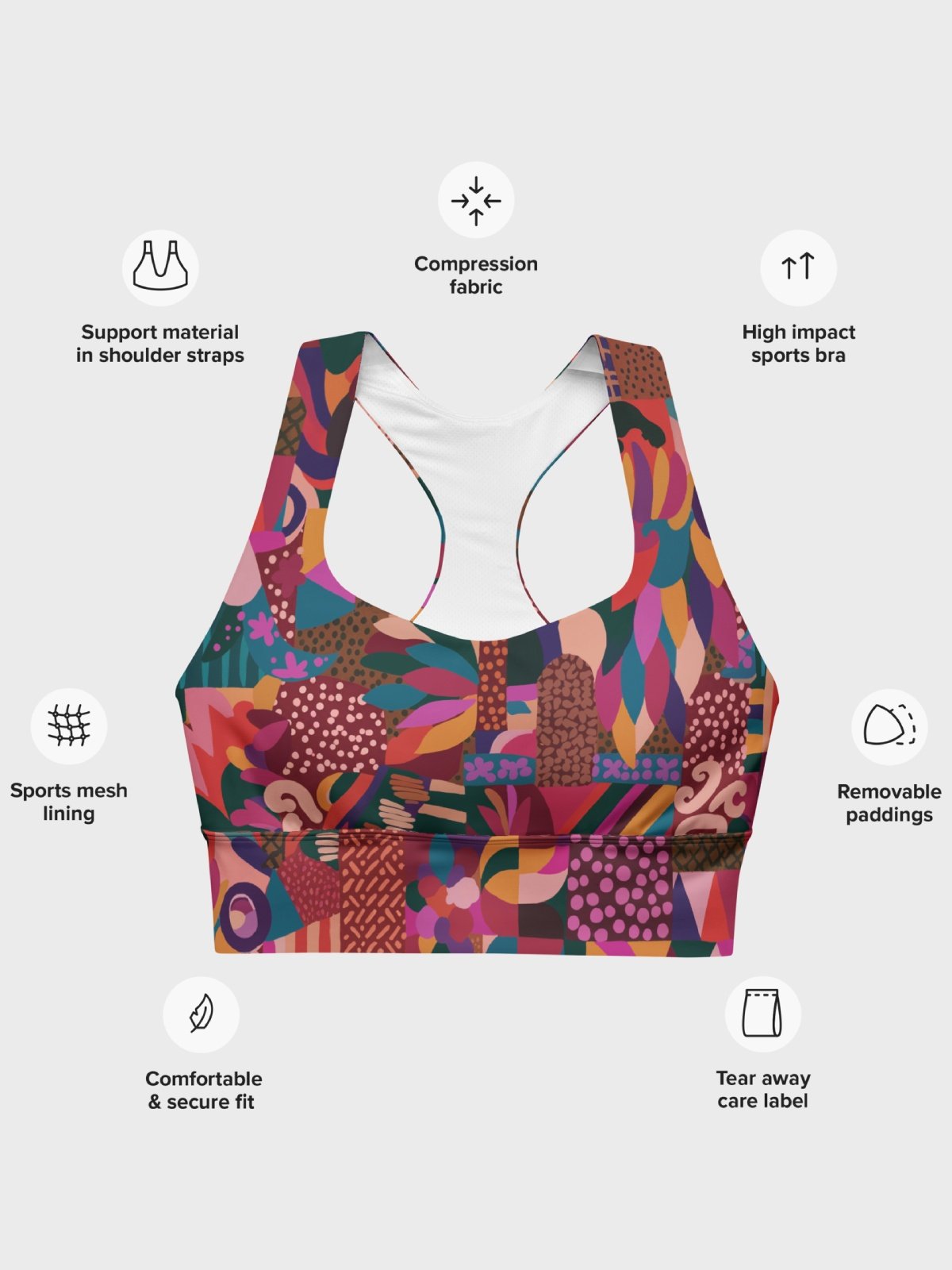 Hight Impact Sport Bra "Abstract African Ethnic Pattern" product image (6)