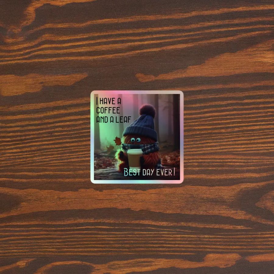 Coffee and a Leaf Holographic Sticker Sheet product image (3)