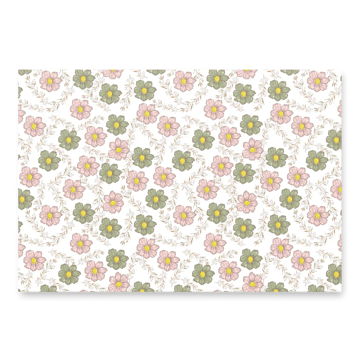 cute floral wedding wrapping paper in the color green pink white product image (2)