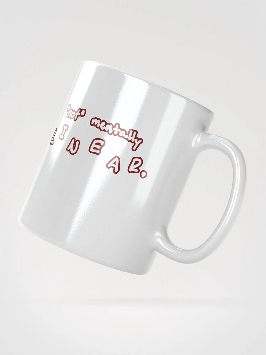 *not* mentally linear (lined design, #6D1616) glossy white mug product image (3)