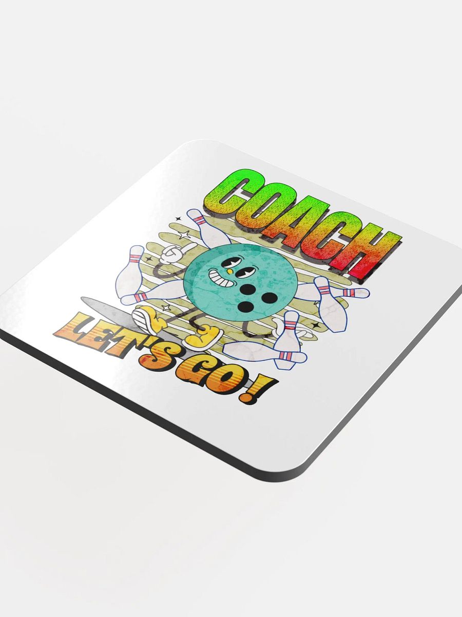 Retro Mascot Coach Bowling Excited Cork Coaster product image (4)