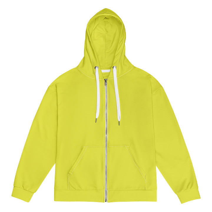 Lemon Lime Yellow Green Solid Color Eco Friendly Unisex Zip Hoodie product image (1)