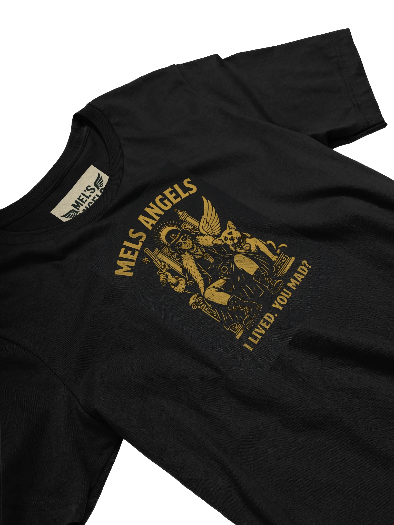 Mel’s Angels “I Lived. You Mad?” T-Shirt – Bella+Canvas Unisex Graphic Tee, Rebel Dog Lover Apparel product image (3)