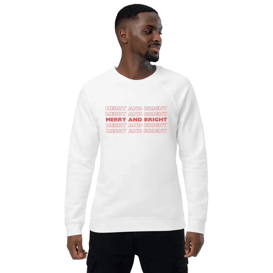 MERRY AND BRIGHT Unisex Organic Raglan Sweatshirt product image (2)