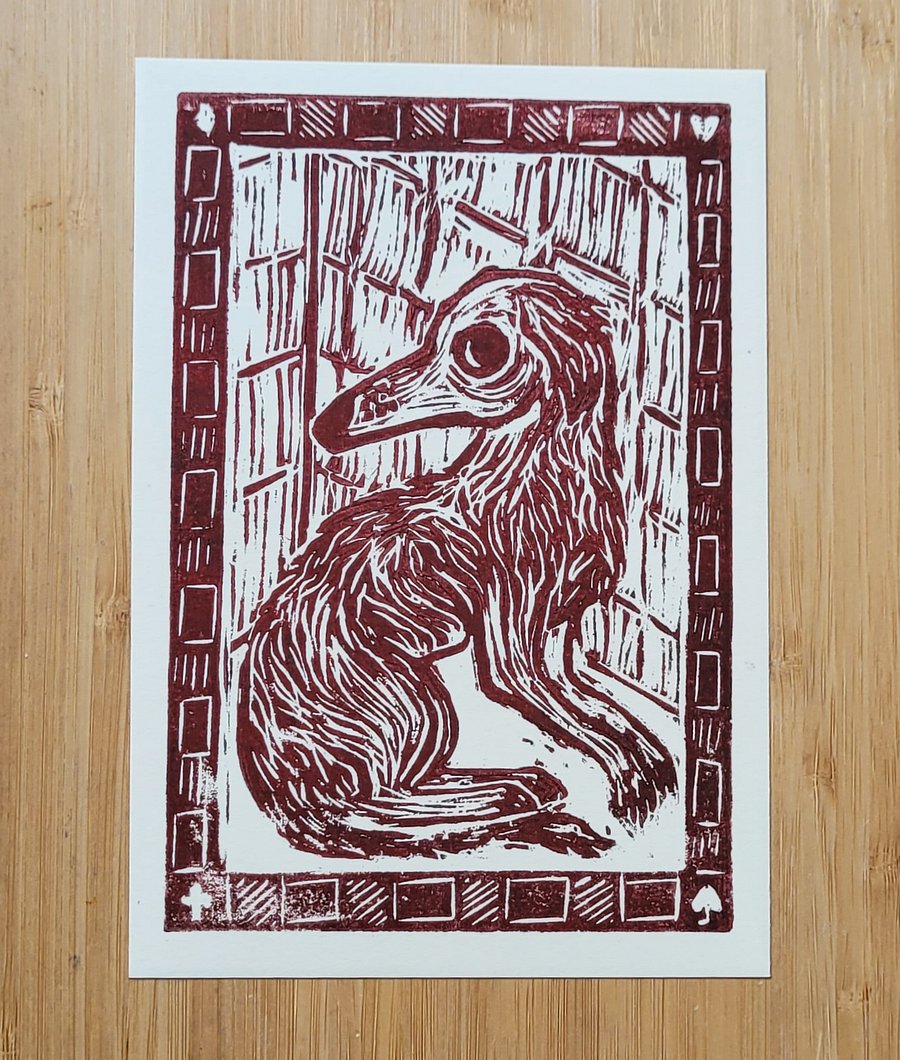 Borzoi Woodcut Print product image (1)