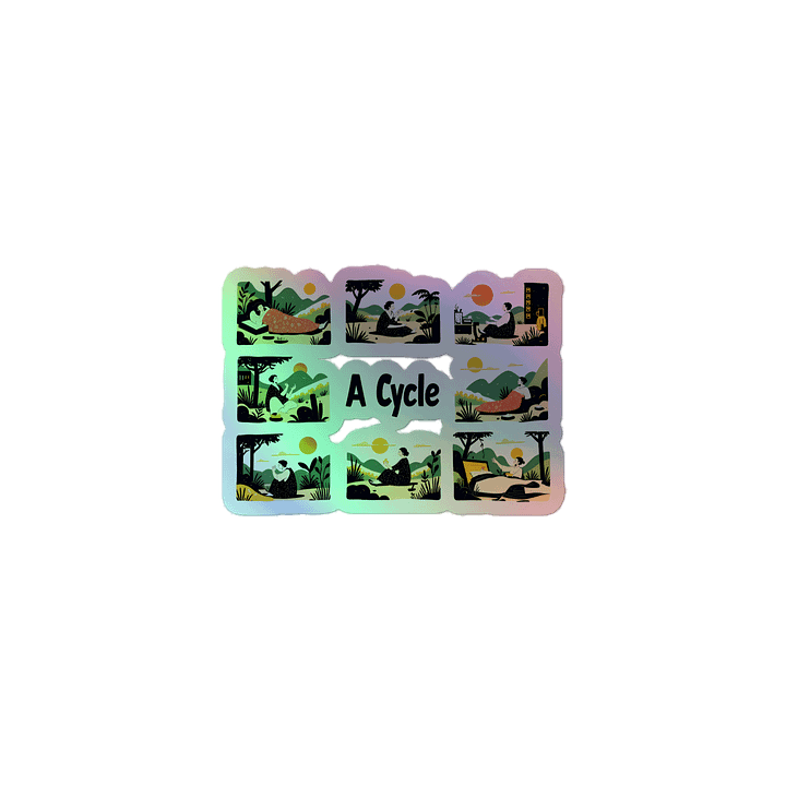 Nature-Inspired Life Cycle Art | Harmonious Illustration Holographic Sticker product image (1)