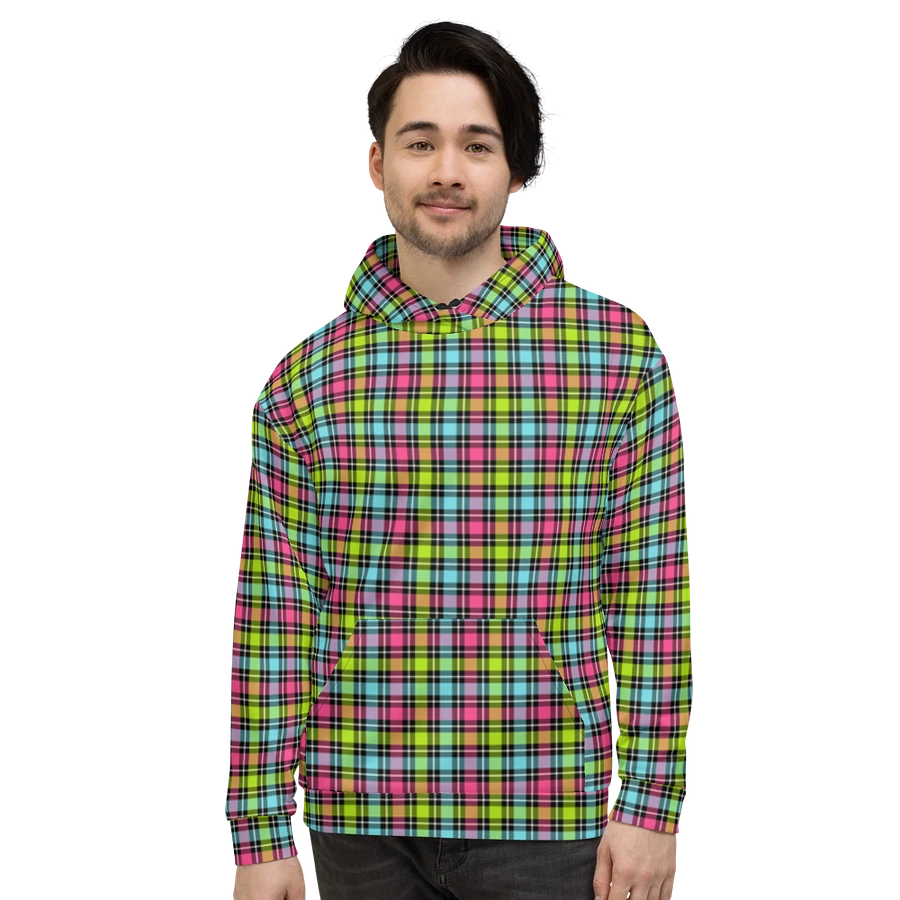 Neon Checkered Plaid Hoodie product image (2)