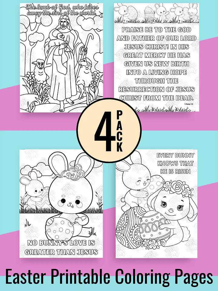 4 Pack Cute Easter Printable Coloring Pages product image (1)