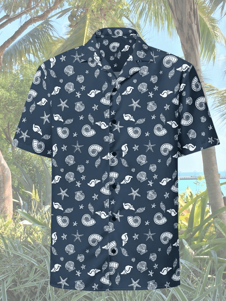 Navy Shells Hawaiian Shirt product image (1)