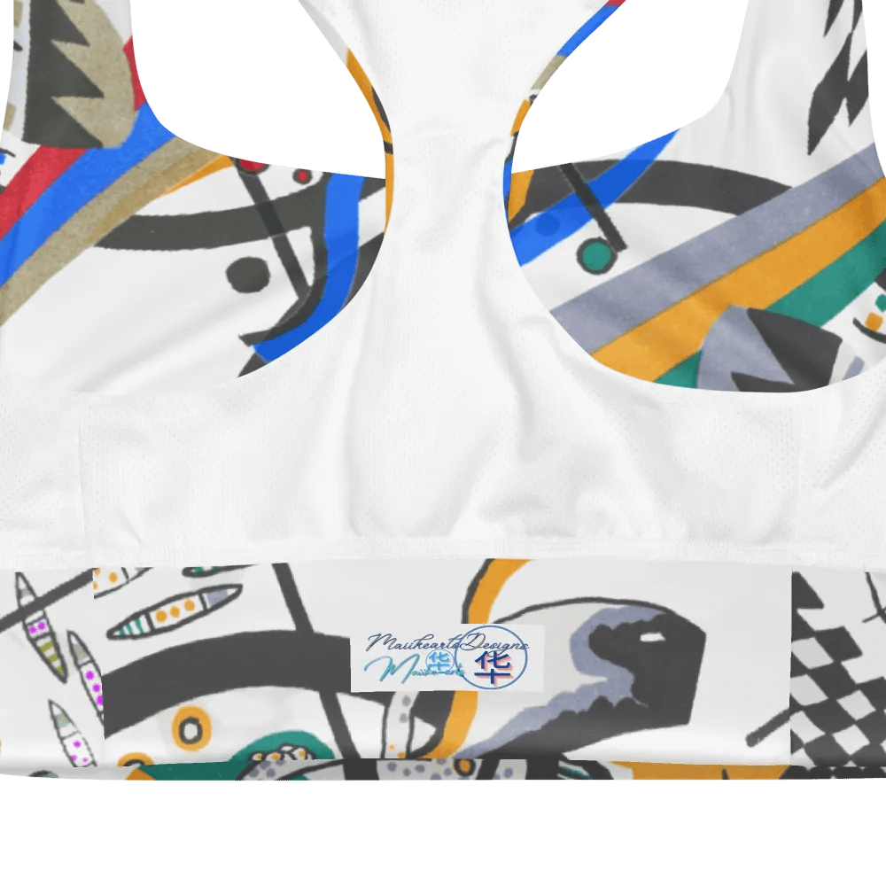 Abstract Lithographic Pattern Design Longline Sports Bra - V4 product image (10)