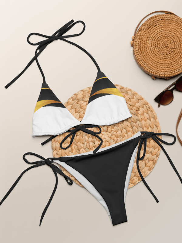 Low Rise Cheeky String Bikini, Black And Gold product image (1)