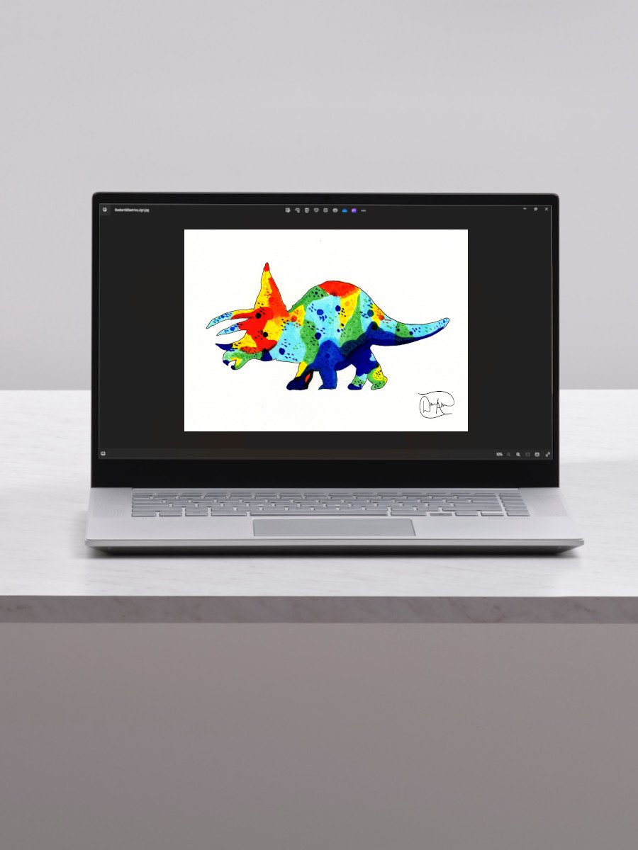 Trusty Triceratops Watercolour Download product image (1)