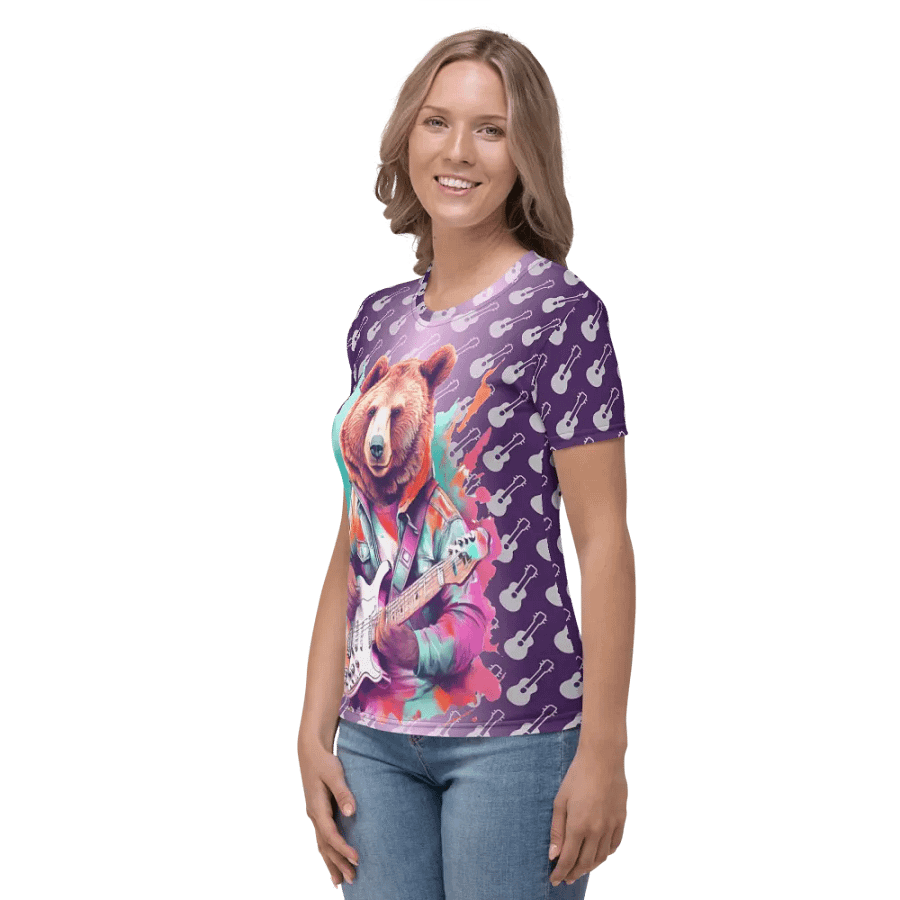 Cool Bear Playing Guitar All Over Print T-shirt product image (4)