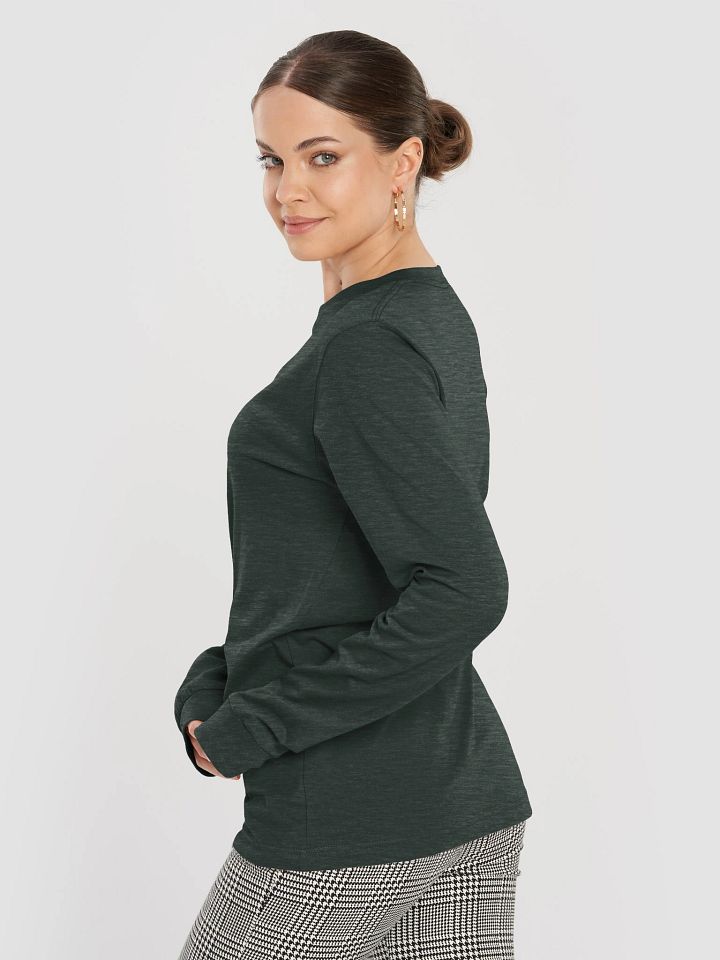 Plain Color Heather Forest Long Sleeve T-Shirt product image (2)