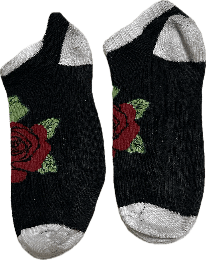 White and black rose ankle socks product image (1)