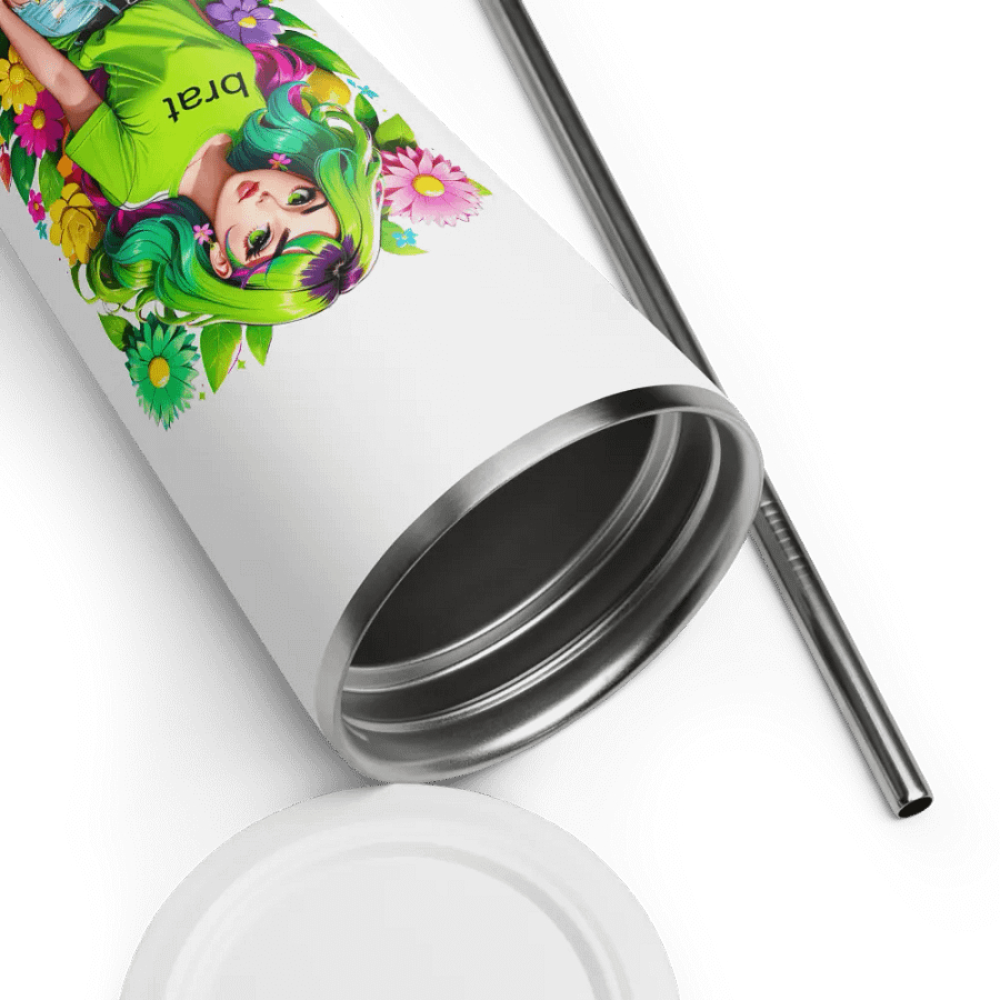 Brat 20 oz Tumbler Cup - White - Insulated Tumbler with a Straw v4 product image (9)