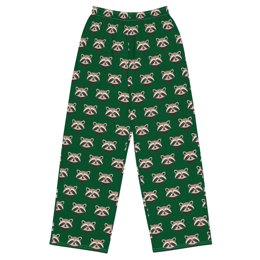 Raccoon Dreamland Wide-Leg Lounge Pants in Green product image (1)