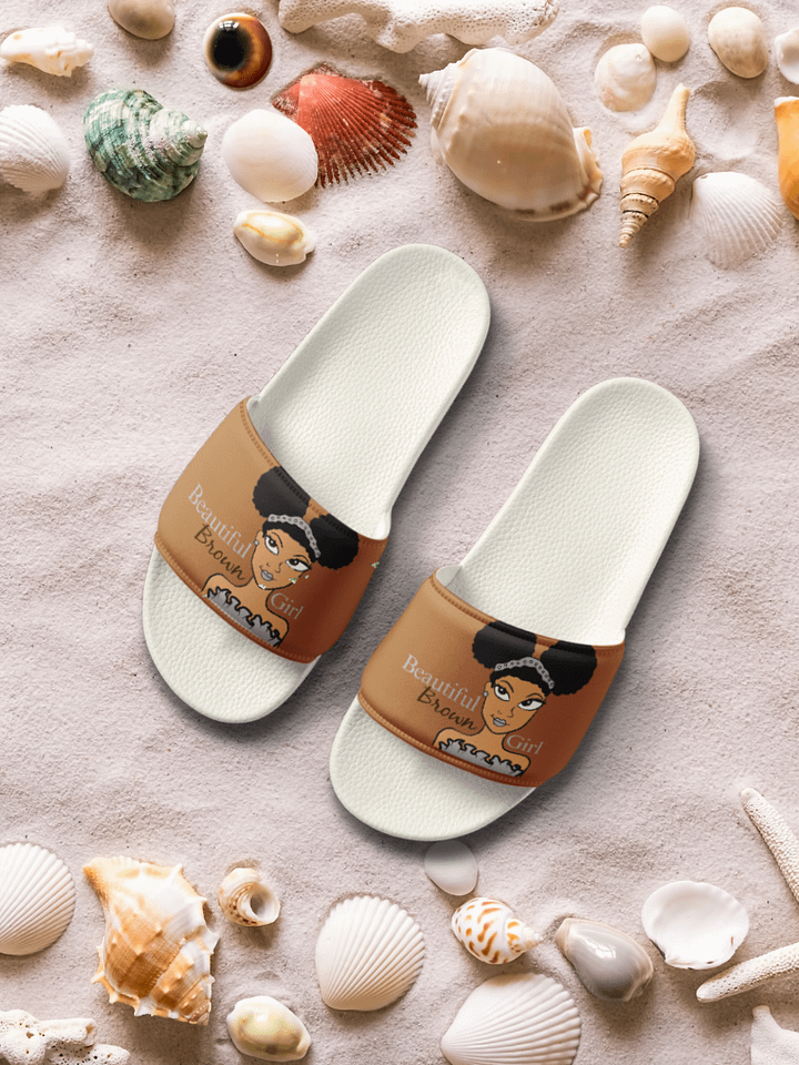 Cream Beautiful Brown Girl Slides product image (1)