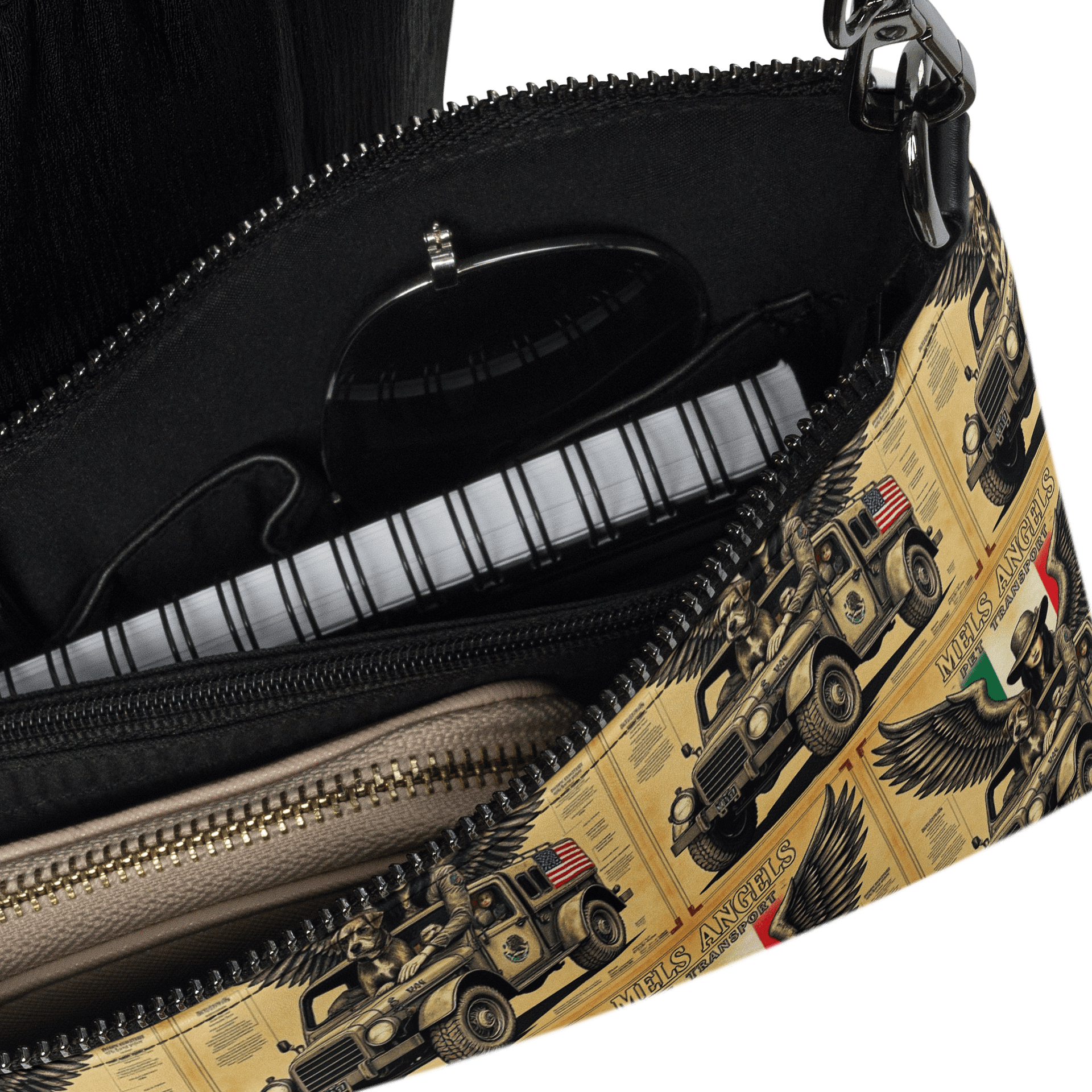 Mel’s Angels Vintage Crossbody Bag – All-Over Print Faux Leather Purse with Strap product image (10)