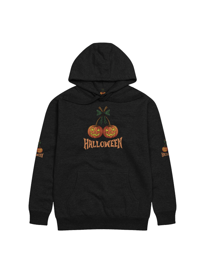 "Spooky Halloween Pumpkin Hoodie – Twin Jack-O’-Lantern Graphic Design" product image (8)