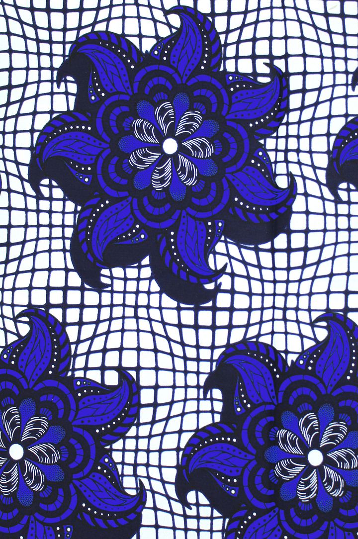 Tessuto Wax Print - Bianco Blu - Design Mandala - cod.527/A product image (1)
