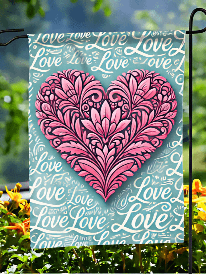 Pink and Blue Love Script Garden Flag – Heart-Themed Valentine’s Day Design – Sublimation-Ready PNG – 300 DPI High Resolution – Instant Digital Download product image (1)