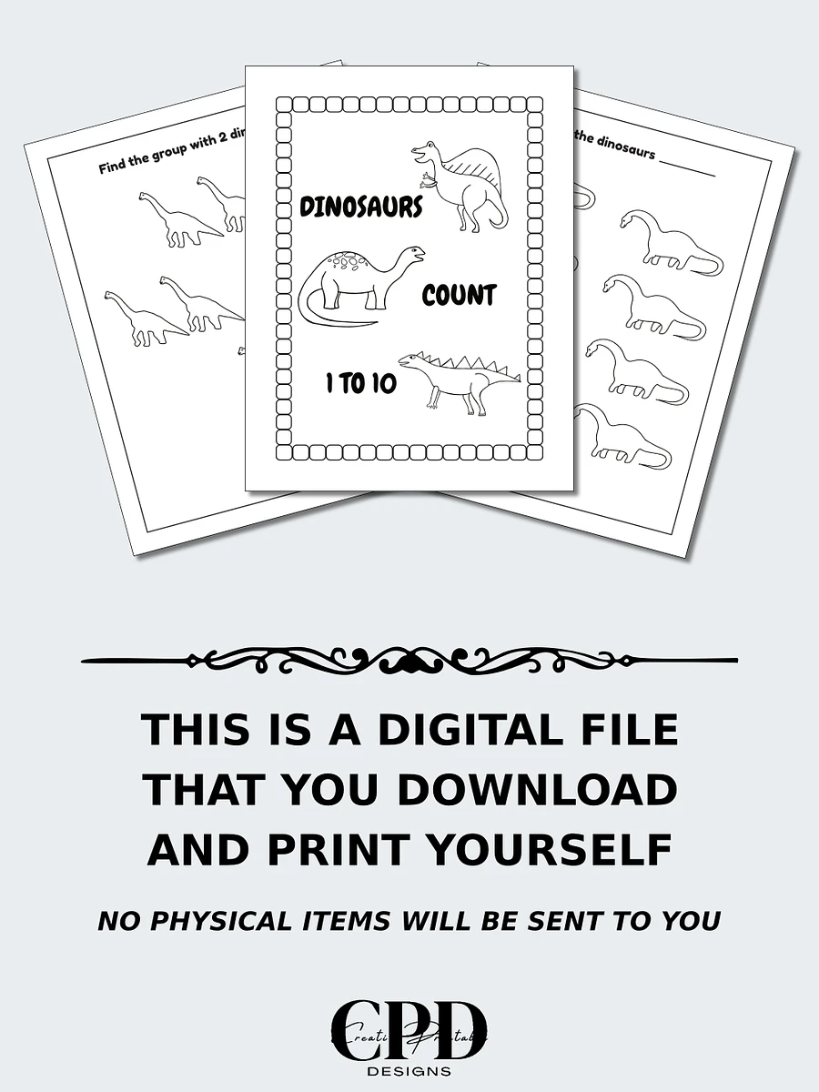 Printable Number Counting Coloring Pages - Dinosaurs Theme product image (6)