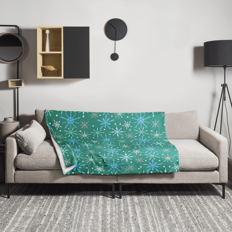 Snowflakes in Aqua Throw Blanket product image (5)