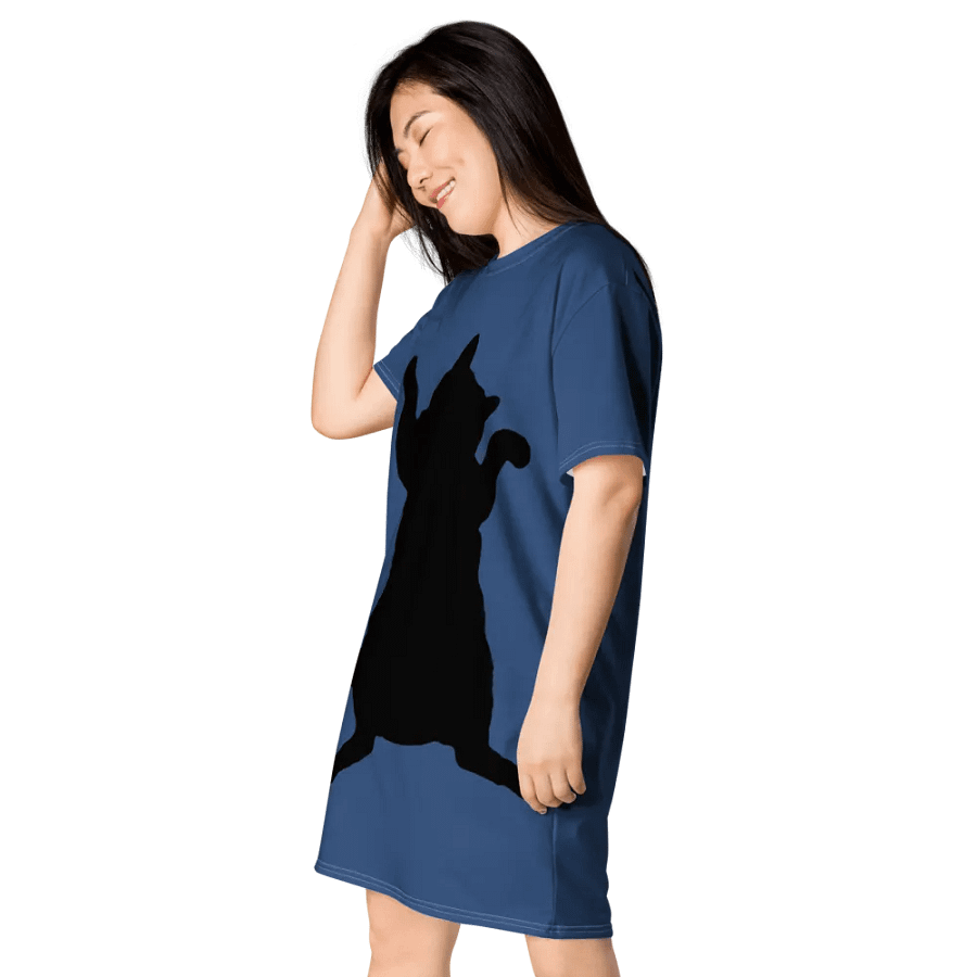 Dancing Demeowcracy Feline Blue T-Shirt Dress product image (5)